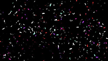 Brightly colored star and heart fireworks animation celebrating a holiday party in the black night sky with falling confetti and sparkle light design - Powered by Adobe