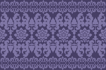 Elegant Purple Ikat Damask Seamless Pattern