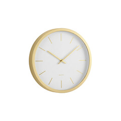 Vintage black wall clock face with antique numbers, minute and hour hands, isolated on white background