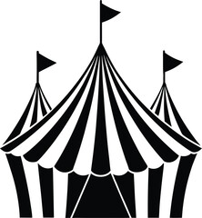 Circus tents multiple striped canopies funfair event vector illustration