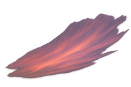 Wispy cirrus cloud formation catching vibrant sunset colors, adding atmosphere to any project, transparent background