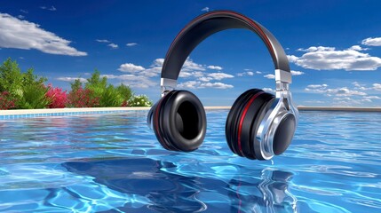 Wireless Headphones by Pool - Premium Audio, Summer Vibes