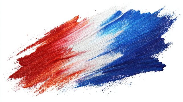 Beautiful photo of france background banner pattern template - Abstract oil acrylic brushstroke paint brush splash in the colors of french flag, isolated on white texture.