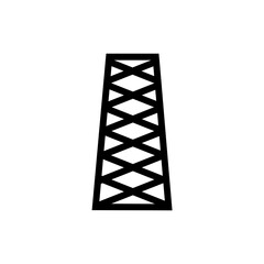 Minimal black line vector of an electric pole or transmission tower symbolizing energy infrastructure, power grid systems, and electricity distribution networks.