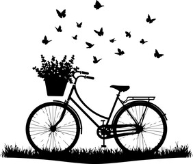 Obraz premium silhouette of a bicycle with flower