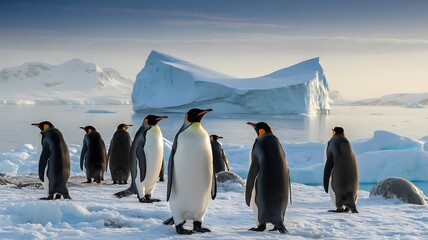 Exploring antarctica wildlife emperor penguins on icebergs in the arctic landscape view