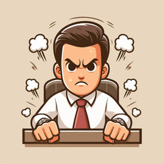 Cartoon illustration of a very angry businessman