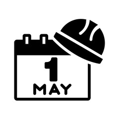 Vector solid black icon for May day
