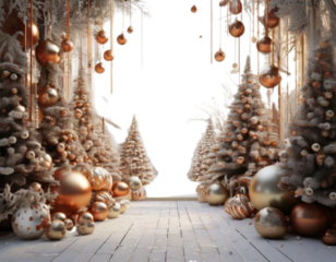 Christmas white background with christmas balls and decoration - 3d rendering