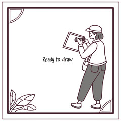 A person ready to draw with a blank canvas