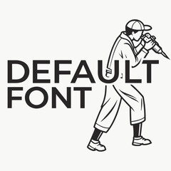 Default font with construction worker, showcasing a bold typeface with a dynamic illustration