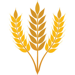 Golden Wheat Stalks Silhouette Emblem on Transparent Background Representing Agriculture and Harvest