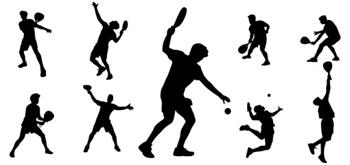 Dynamic Padel Tennis Players Action Silhouettes