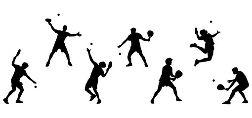 Collection of Padel Players Silhouettes in Various Poses