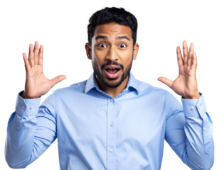  surprised business man reaction pose, no background PNG