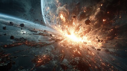 Two Planets Collide in Deep Space, Igniting Brilliant Explosion and Debris Ring