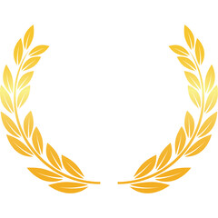 Golden Laurel Wreath Emblem Representing Victory and Achievement on a Transparent Background