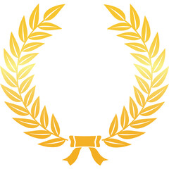 Golden Laurel Wreath With A Yellow Ribbon On A Transparent Background Symbolizing Victory Success And Achievement