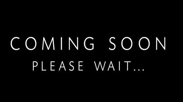 Coming Soon Text Animation in Typewriter Style with Blinking Cursor on Dark Background. 4k