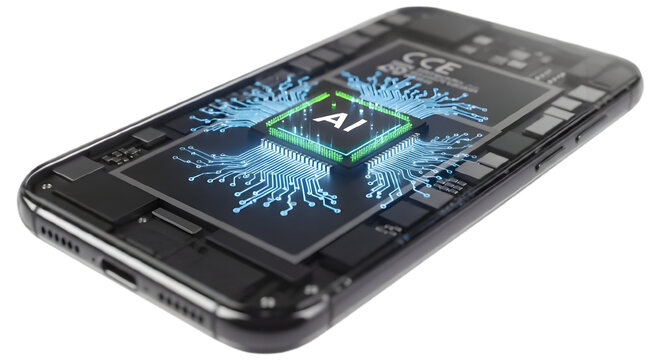 Ai powered smartphone technology artificial intelligence mobile device innovation concept design future on transparent background
