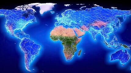 World Map Network, Global Connection, Digital Earth