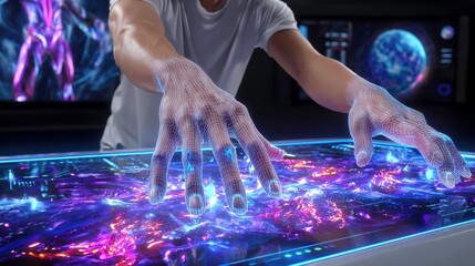 Metaverse Interface, Virtual Reality, Digital Touch, Future Tech