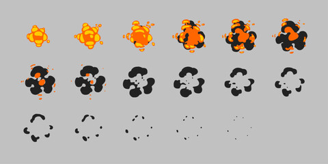 Explosion animation. Animated Explosion Sprite sheet for game, cartoon or animation.