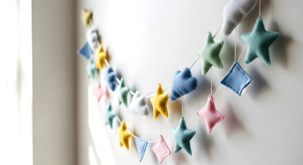 Fototapeta premium Garland hanging on wall