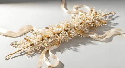 Headband with pearls and ribbon