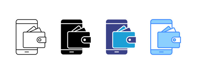 Mobile Wallet  icon set multiple style collection