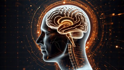 Illuminated rib cage and chest anatomy with glowing neural and energy particles showing digital medical visualization of the human body