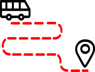 Bus traveling route icon. Bus journey path vector icon. Vector graphics and not Artificial Intelligence, logo illustration. Replaceable vector design.
