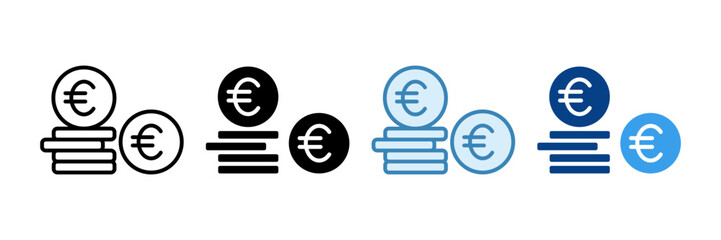 Euro Sign Icon Set Multiple Style Collection