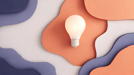 Bright Idea Concept with Light Bulb on Colorful Textured Background in Soft Pastel Shades Creating an Engaging and Modern Design Aesthetic
