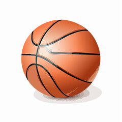 A vibrant orange basketball with black lines, casting a subtle shadow on a white background, ready for play.