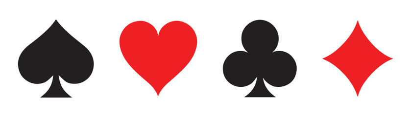 Suit deck of playing cards on transparent background. Vector illustration.