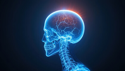 Explore the complexities of the human brain with this glowing anatomical visualization, perfect for medical research or educational materials on neurological health