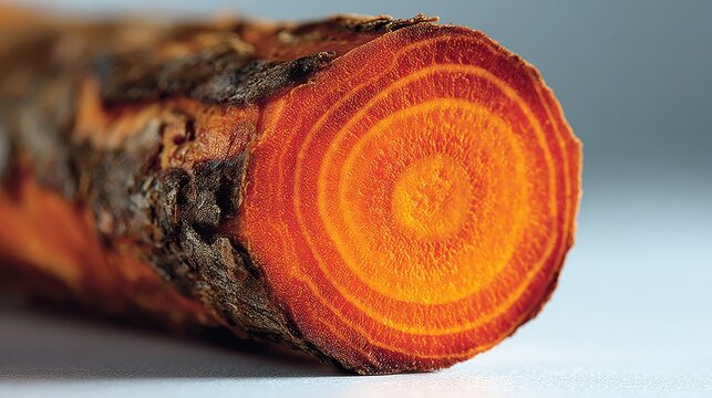 A close up of freshly chopped carrot cross section - Powered by Adobe