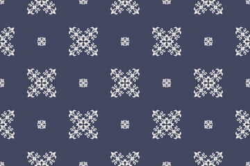 Elegant White Floral Pattern on Deep Blue Background for Textile and Wallpaper Design Inspiration