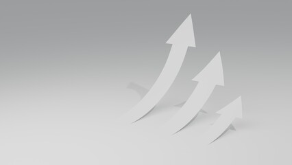 3d arrows on white paper plane.