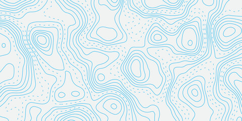 Abstract topographic contour map pattern in soft blue lines on white background. Minimalist elevation design for geography, mapping, travel, or modern backgrounds. Clean vector style illustration.