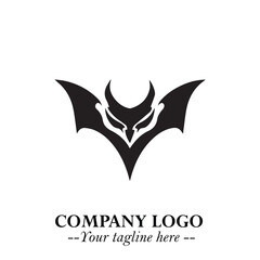 Head of Vampire Logo Symbol in Black on the White Background with Gothic Horror Vector Design