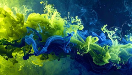 Swirling mix of blue and yellow hues creating a cloudy design