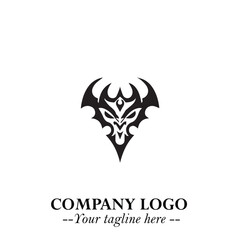 Head of Vampire Logo Symbol in Black on the White Background with Gothic Horror Vector Design