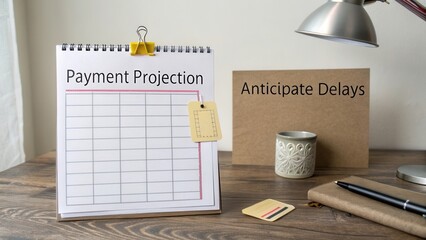 Payment Projection Chart with Anticipate Delays Note on Wooden Desk in Office Environment