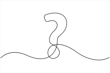 Question mark icon continuous one line art drawing of minimalist style, Question mark one line art vector illustration