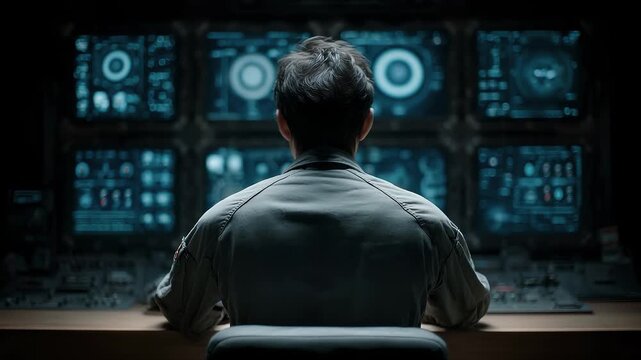 Personnel Monitoring Multiple Screens Data in Command Center