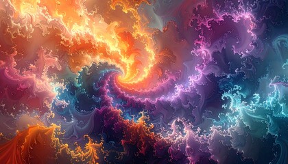 Swirling, vibrant cosmic clouds in a kaleidoscope of colors