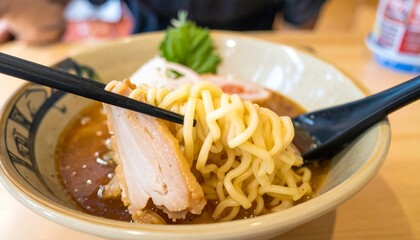 Closeup Tonkotsu Meat Ramen Japanese Noodle