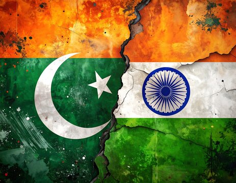 Symbolic representation of conflict between two nations, divided - Powered by Adobe